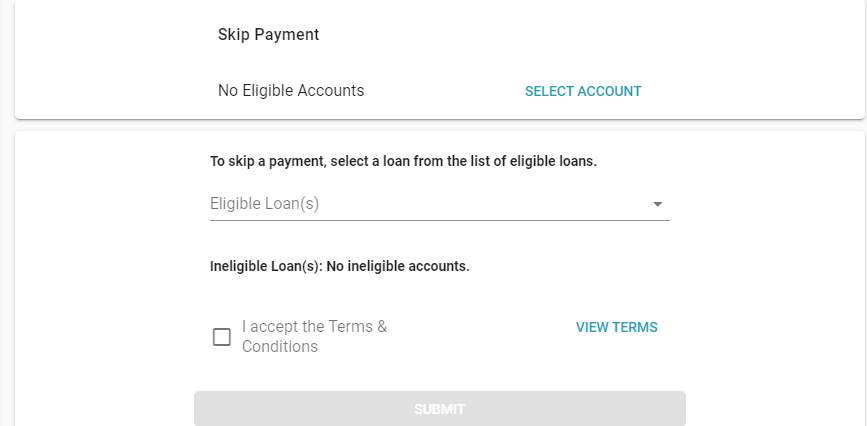 Skip A Payment Screen